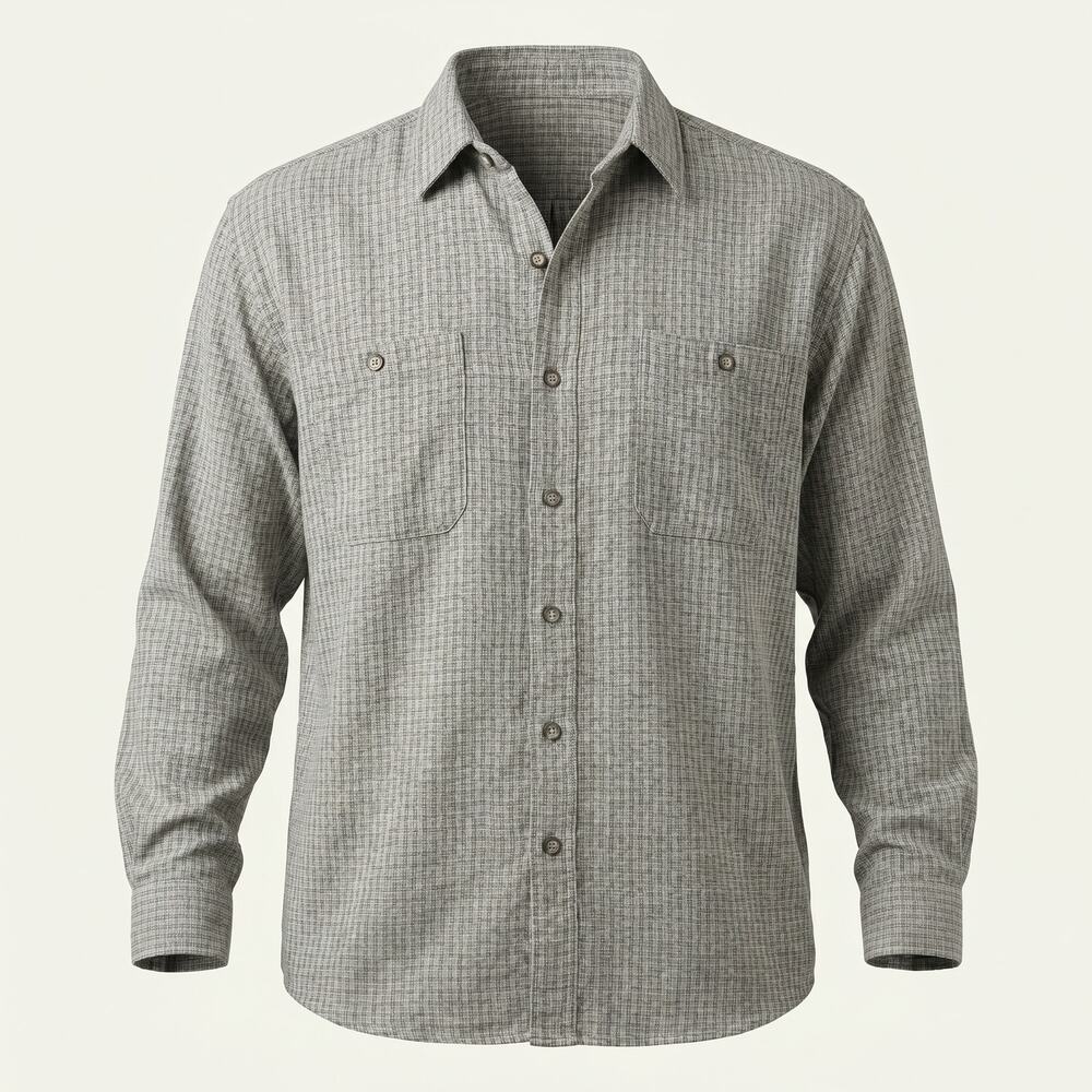 Vintage Robert Stock Men's Large Long Sleeve Button Down Shirt Textured Plaid